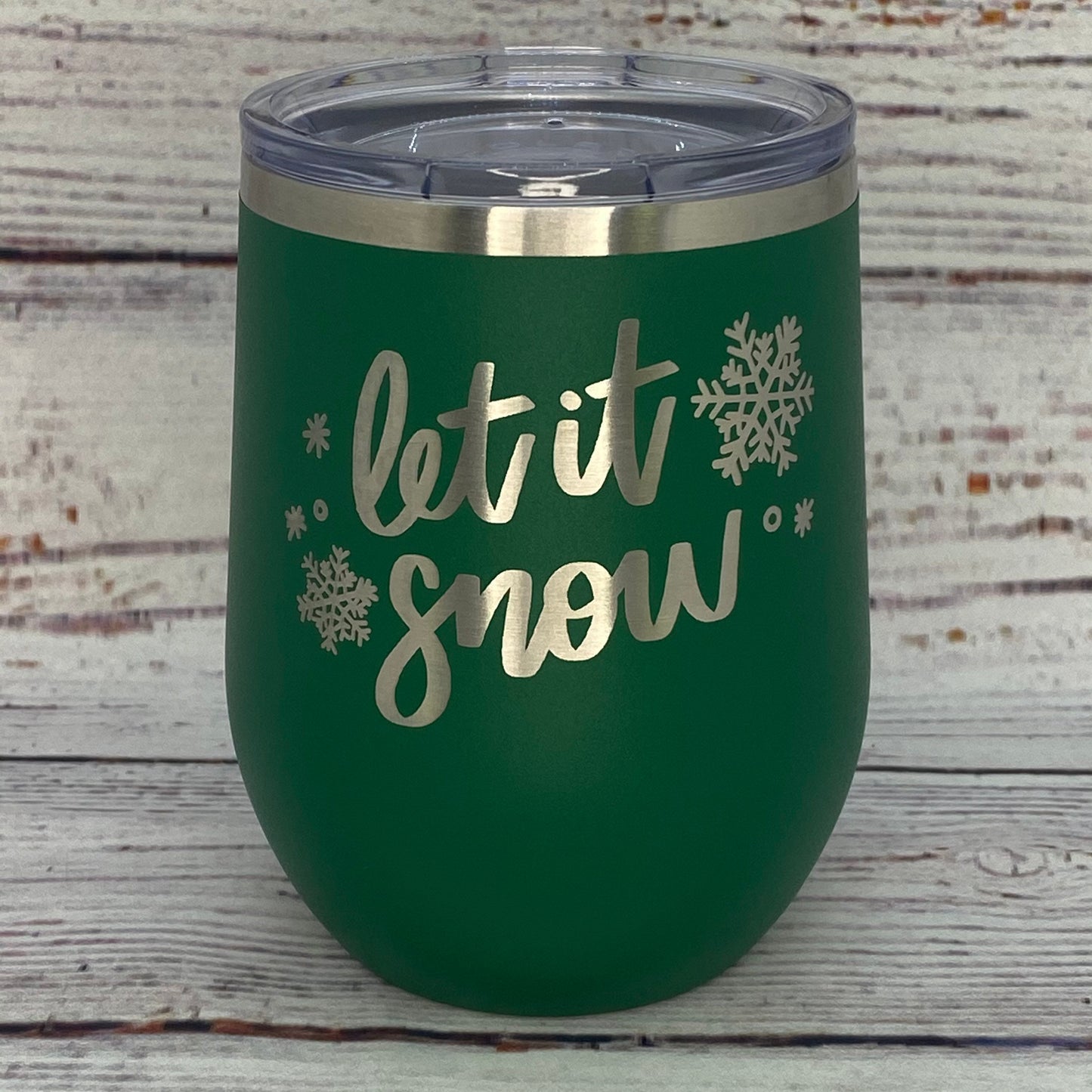Let It Snow 12 oz. Stainless Steel Stemless Wine Glass